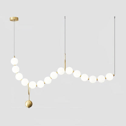 Cascading Glass Globe Pendant Light Fixture Gold White Contemporary Overhead Illumination for Breakfast Bar Eating Area Lounge 39 inch