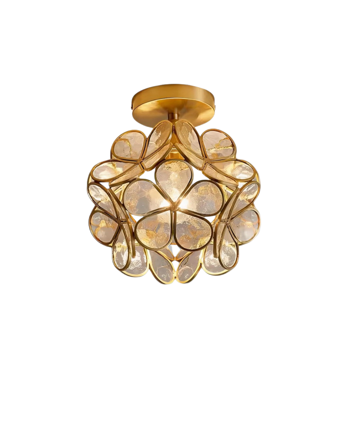 Floral Flush Mount LED Light Fixture 8-Inch Gold Accent Acrylic Ceiling Lamp for Bedroom Hallway Entryway Small Rooms Modern Classic Decor I