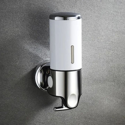 Wall Mount Soap Dispenser with Push Pump - Stainless Steel Liquid Holder for Shampoo, Lotion & Hand Wash in Bathroom, Kitchen, Shower
