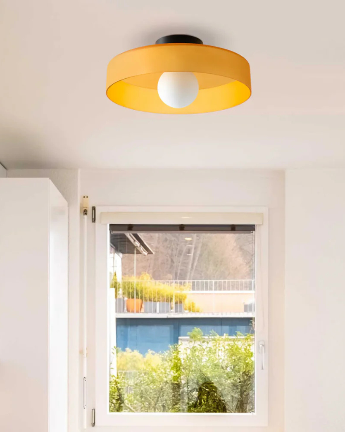Flush Mount Ceiling Light with Glass Shade and Metal Frame for Living Room, Bedroom, Hallway – Round Overhead Fixture with Warm White Glow