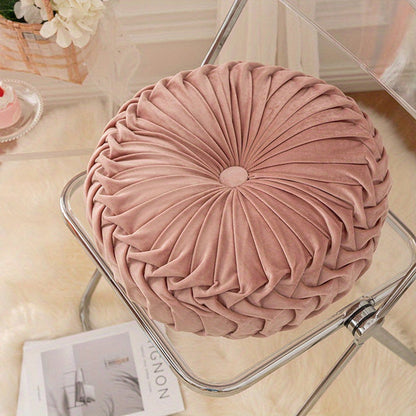 Veloura - Pleated Round Velvet Cushion