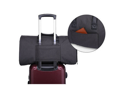 Convertible Garment Duffel Bag with Shoe Compartment for Business Travel & Weekends, Hanging Suit Carrier