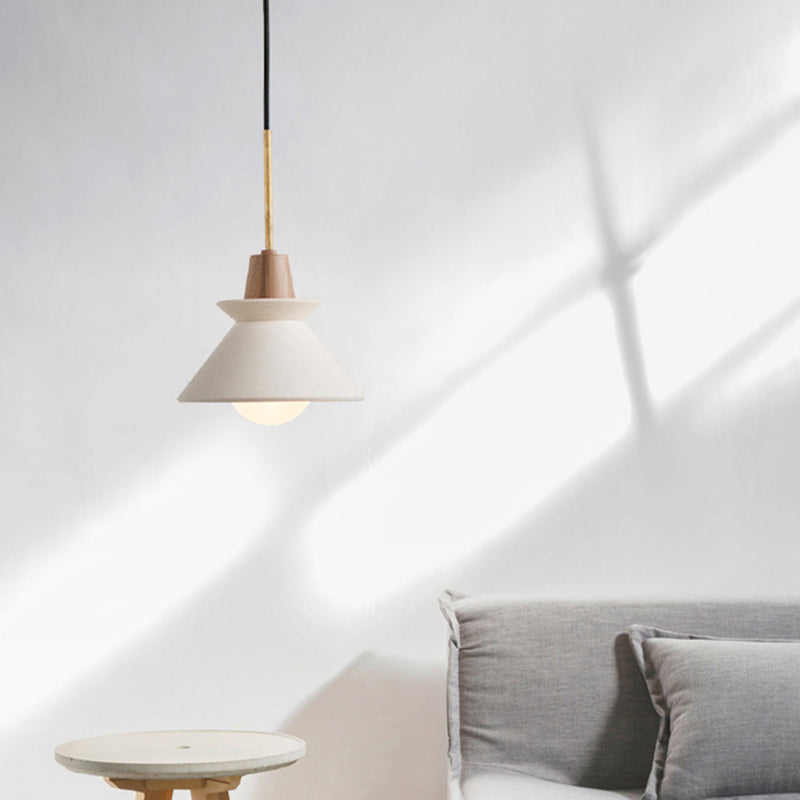 Concrete Dome Pendant Light Fixture White Finish Minimalist Hanging Lamp for Kitchen Island Dining Room Modern Industrial Home Lighting