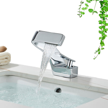 Elegant Curved Kitchen Faucet with Waterfall Spout & Dual Handle Controls | Modern Design for Effortless Flow in Kitchen and Bathroom