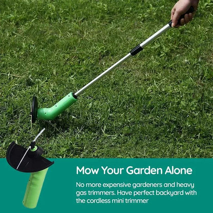 Battery-Powered Handheld Lawn Edger with Adjustable Extension Pole for Trimming Grass Around Trees Fences Flower Beds Garden Borders