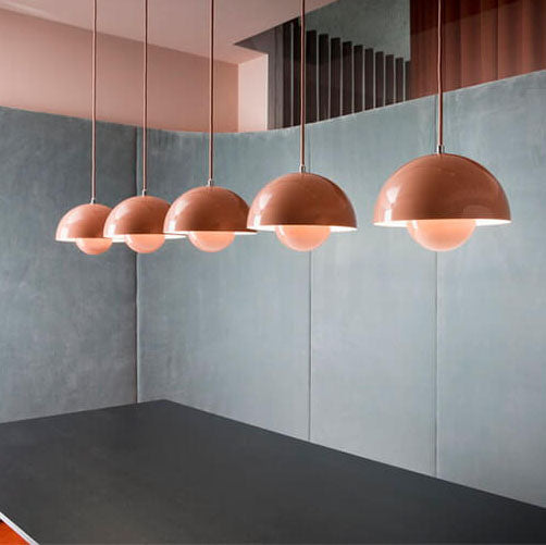 Half-Dome Metal Pendant Light – Scandinavian Minimalist Hanging Ceiling Fixture for Dining Room, Kitchen Island & Living Room