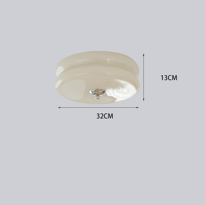 Round Flush Mount LED Fixture with 3 Color Temperatures Glass Metal 5 in Height for Bedroom Dining Room Kitchen Adjustable Kelvin Switch Mod