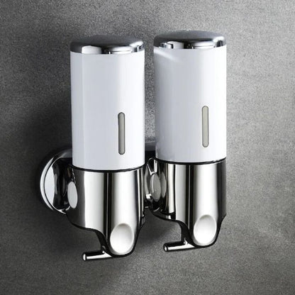 Wall Mount Soap Dispenser with Push Pump - Stainless Steel Liquid Holder for Shampoo, Lotion & Hand Wash in Bathroom, Kitchen, Shower