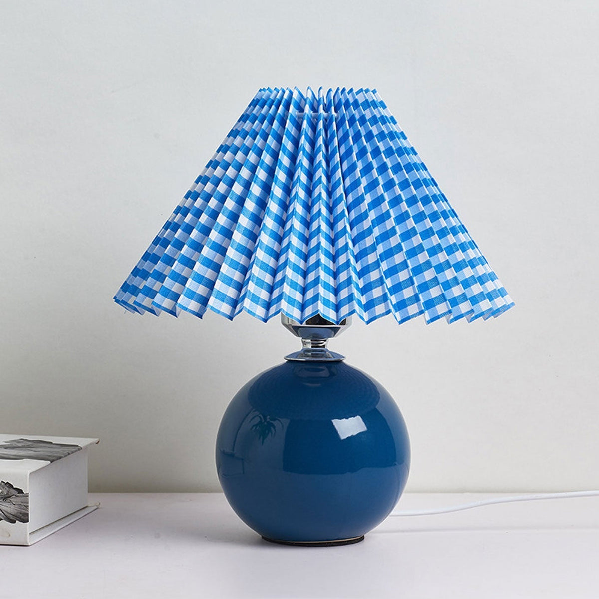 Ceramic Table Lamp with Fabric Shade – Modern Accent Lighting for Bedroom, Living Room & Home Office