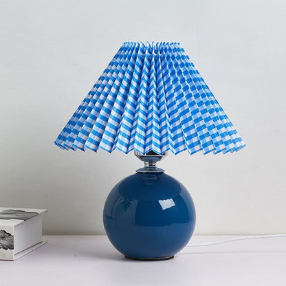 Ceramic Accent Lamp with Fabric Shade 11x9.5 in E26 Socket for Nightstand Desk Study Room Reading Light Modern Home Decor