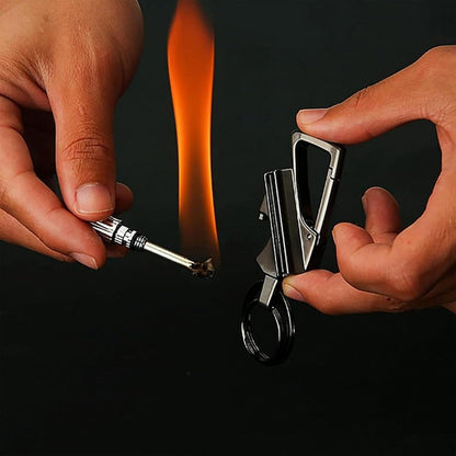 Refillable Fire Starter Keychain Bottle Opener Zinc Alloy 3.5 Inches Waterproof Windproof EDC Lighter Black Silver Gold for Camping Hiking S