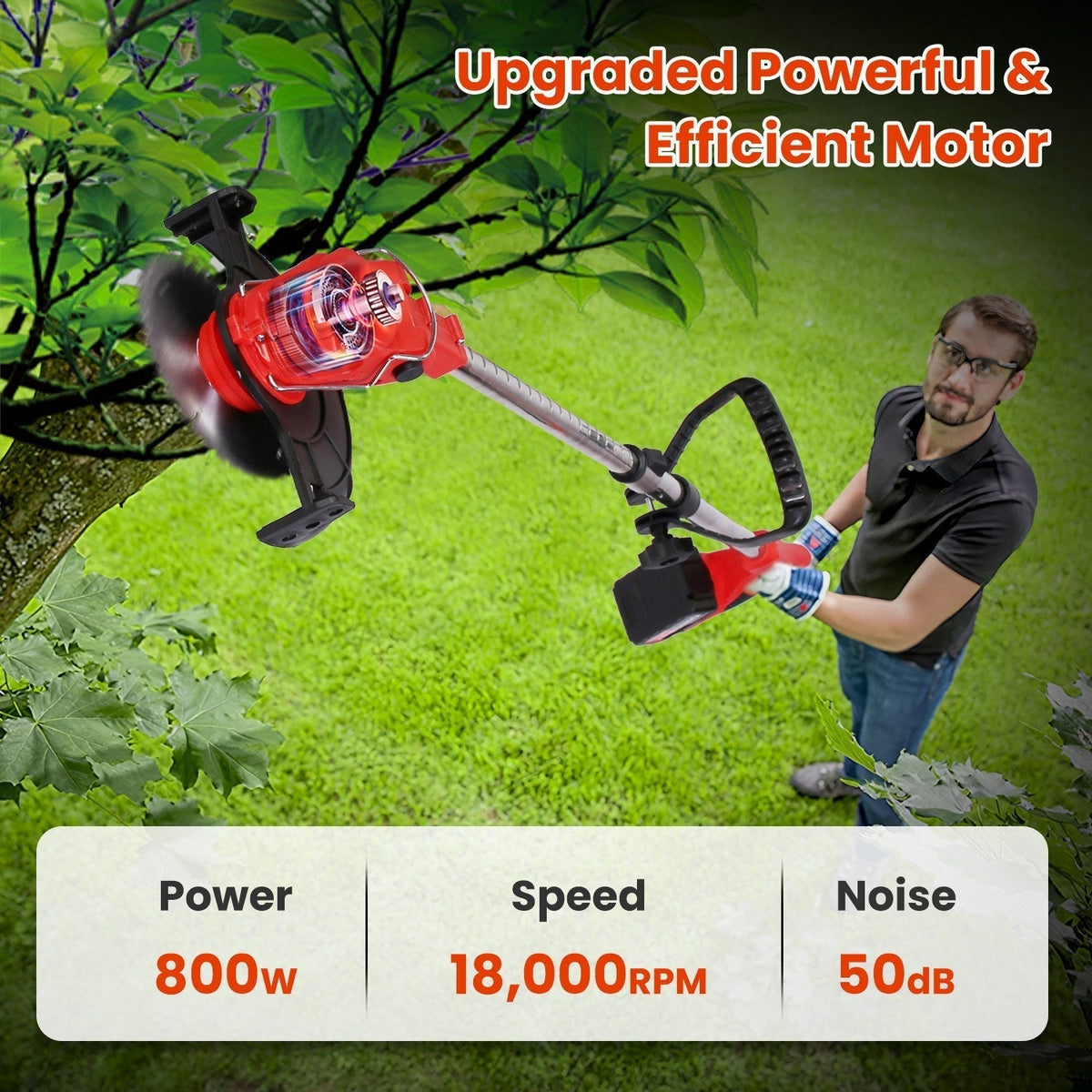 Electric Weed Eater, Electric Weed Wacker, Lawn Edger, Battery Powered Grass Cutter, Battery Weed Trimmer with Wheels