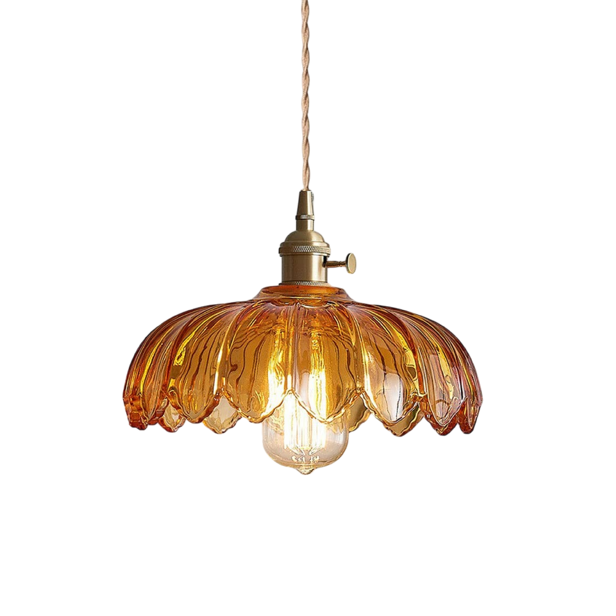 Botanical Glass Drop Light 8 inch Hanging Fixture Warm Ambience Brass Hardware for Countertop Island Breakfast Bar Nook Entryway Foyer Hallw