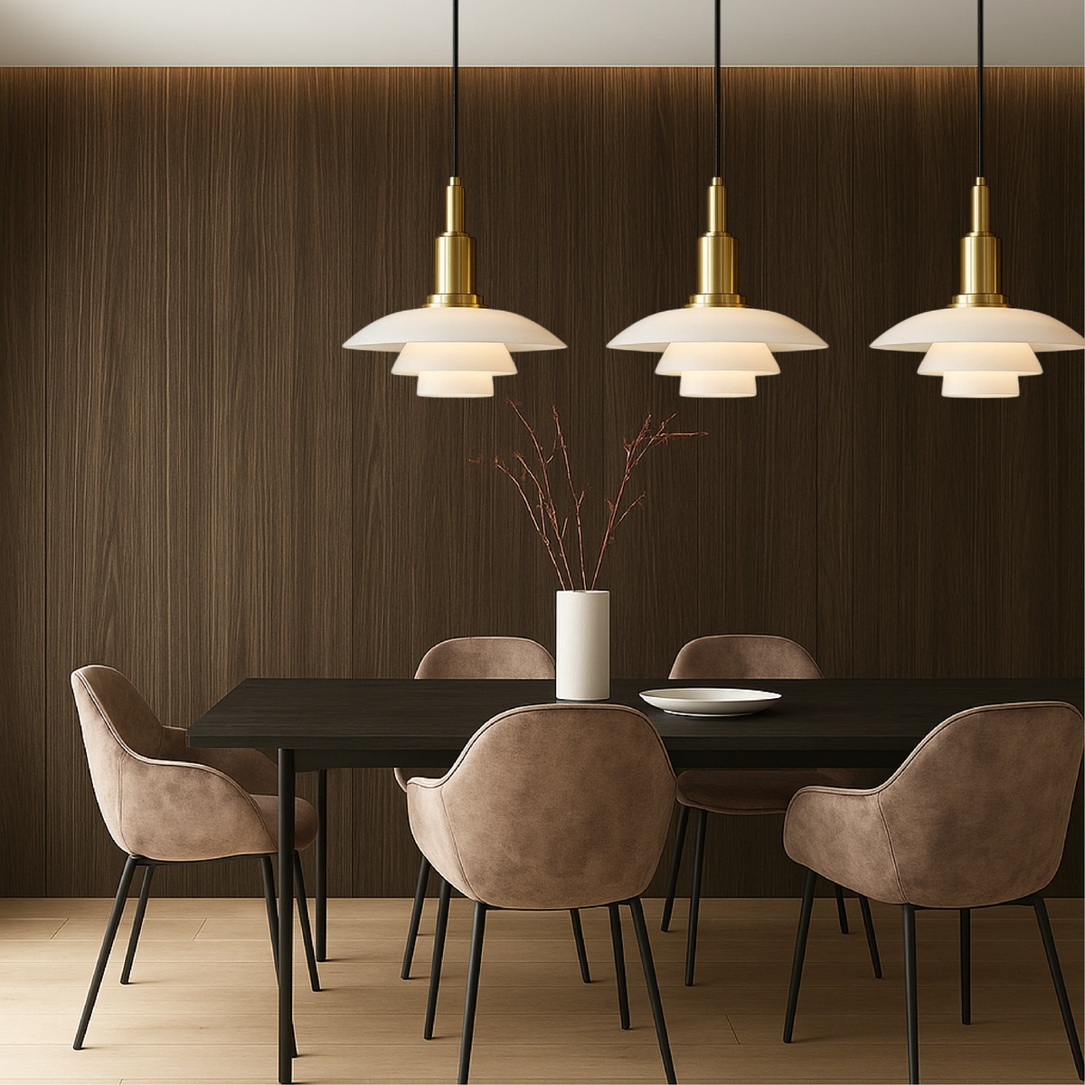 Glass Dome Ceiling Fixture 11 inch Multi-Light Hanging Lamp Metallic Finish for Dining Tables Kitchen Islands Adjustable Height Modern Home