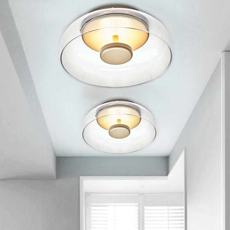 Glass Bowl Ceiling Light Fixture – 9-Inch Round Surface-Mount LED Dome for Hallways, Entryways & Bedrooms – Soft Ambient Lighting – Modern