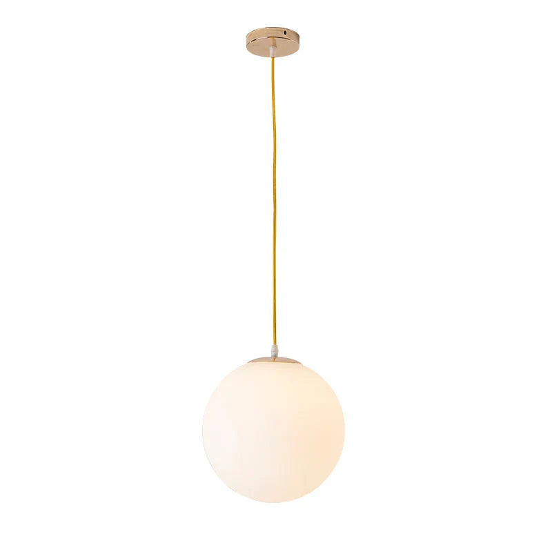 Frosted Glass Globe Hanging Light White Sphere Ceiling Fixture for Kitchen Island Dining Room Bedroom Adjustable Cord Modern Minimalist Desi