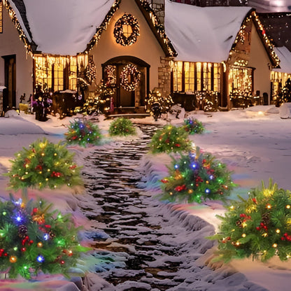 Battery-Operated LED Evergreen Spray with Pine Cones & Berries for Holiday Urns, Planters & Entryways