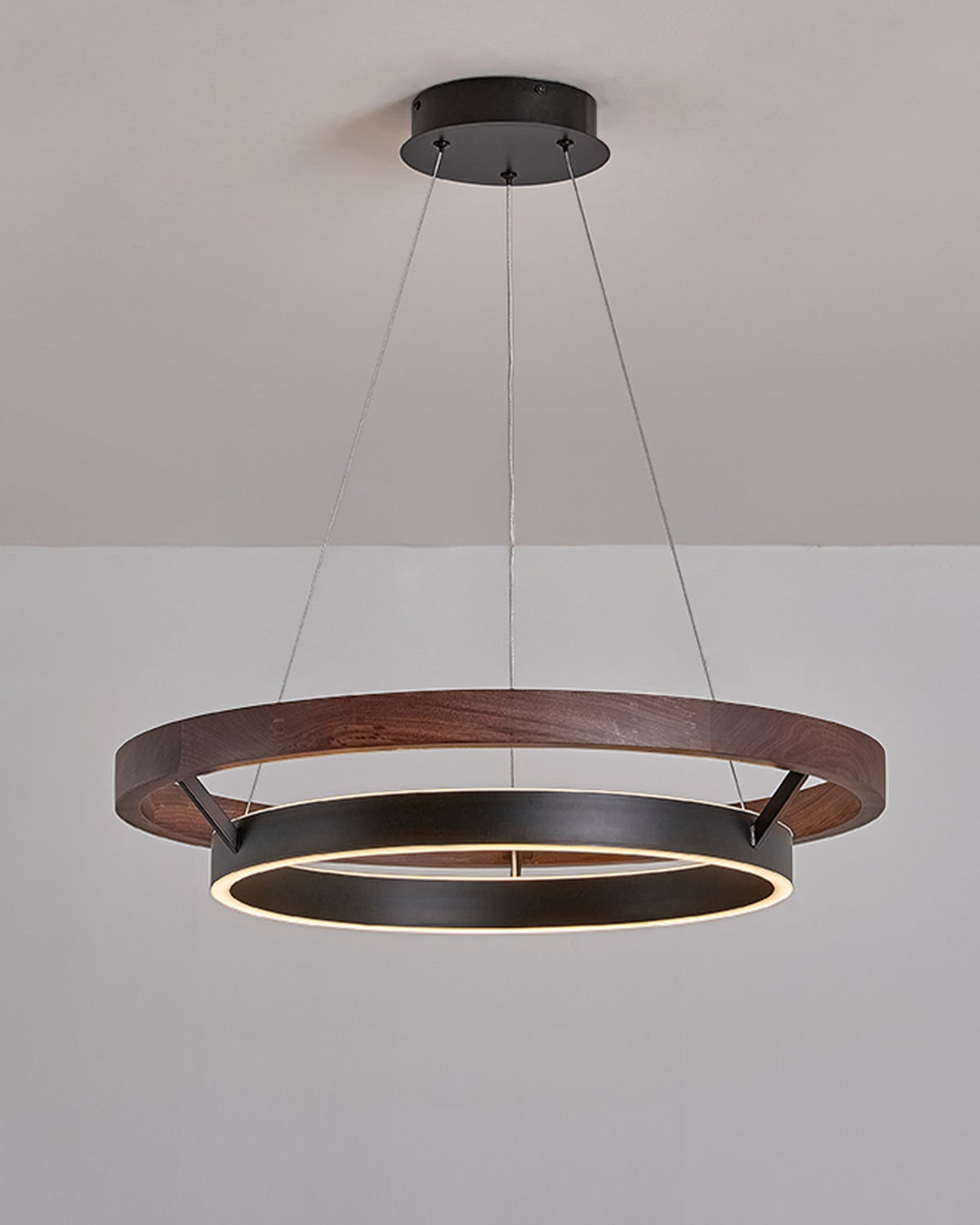 Circular Wood Ring Chandelier with LED Lighting 24-47 Inches Adjustable Height Farmhouse Dining Room Kitchen Island Ceiling Fixture