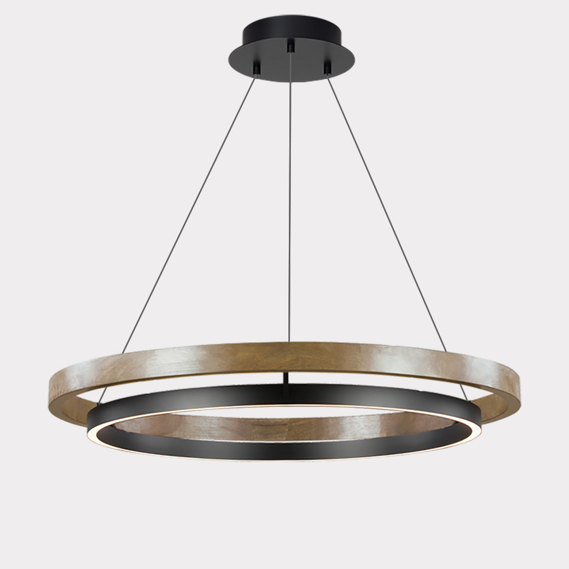 Circular Wood Ring Chandelier with LED Lighting 24-47 Inches Adjustable Height Farmhouse Dining Room Kitchen Island Ceiling Fixture
