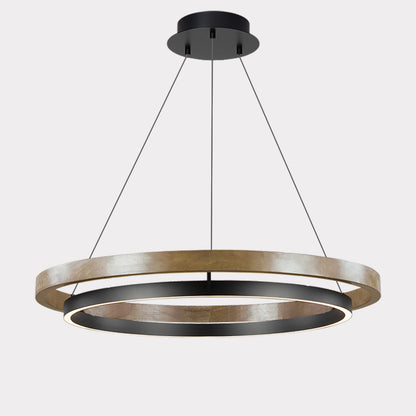 Circular Wood Ring Chandelier with LED Lighting 24-47 Inches Adjustable Height Farmhouse Dining Room Kitchen Island Ceiling Fixture