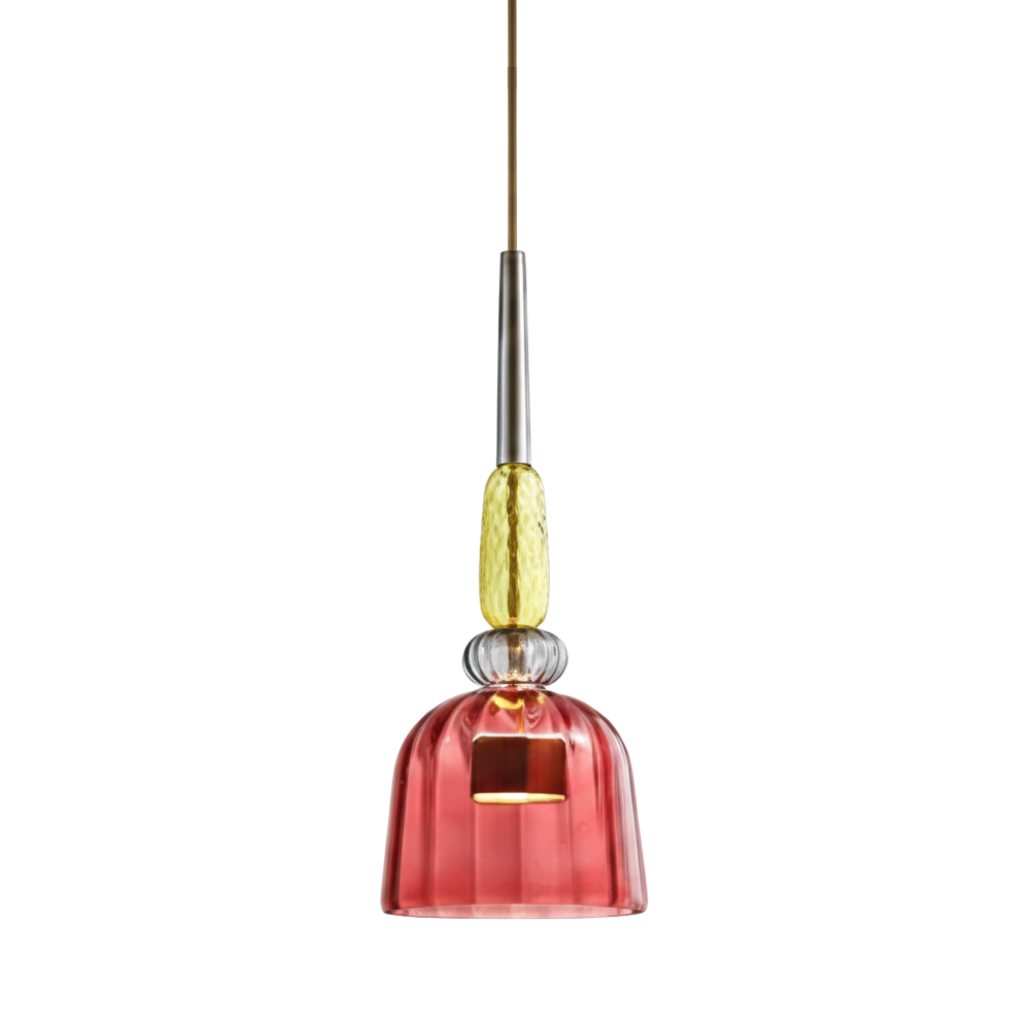 Colorful Glass Pendant Light – Modern Single-Bulb Ceiling Fixture for Dining Room, Kitchen & Bedroom