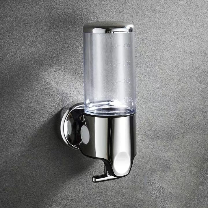 Wall Mount Soap Dispenser with Push Pump - Stainless Steel Liquid Holder for Shampoo, Lotion & Hand Wash in Bathroom, Kitchen, Shower