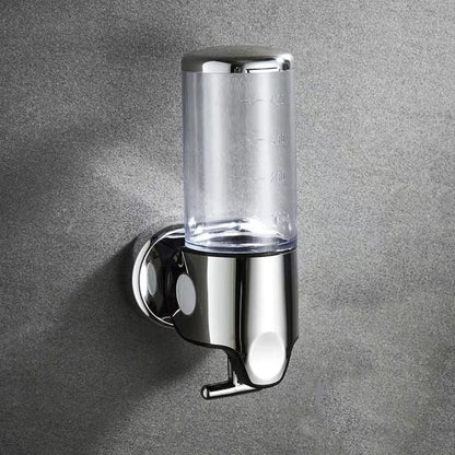 Wall Mount Soap Dispenser with Push Pump - Stainless Steel Liquid Holder for Shampoo, Lotion & Hand Wash in Bathroom, Kitchen, Shower