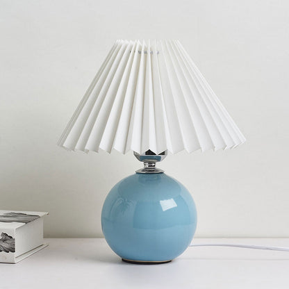 Ceramic Table Lamp with Fabric Shade – Modern Accent Lighting for Bedroom, Living Room & Home Office