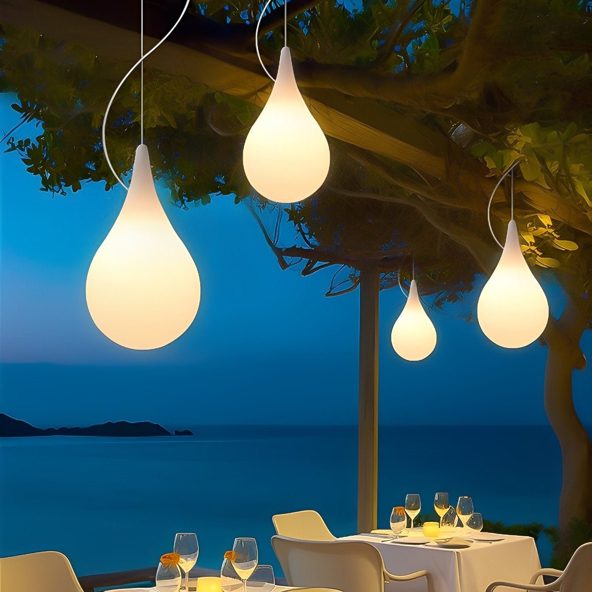 Weatherproof LED Hanging Globe for Deck & Patio – Color-Changing Orb Fixture, 9.4 in Drop Shape with Adjustable Cord, IP65 Rated for Year-Ro