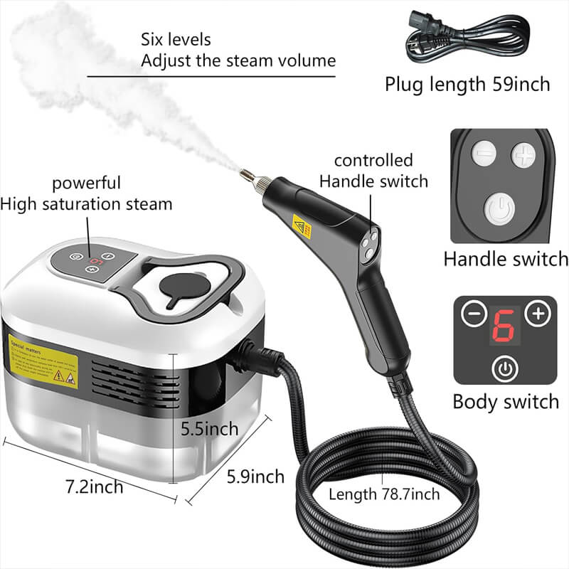 High-Power Electric Steam Cleaning Machine for Home & Auto | 2500W Handheld Steam Cleaner with Attachments | Multi-Surface Sanitizing Tool