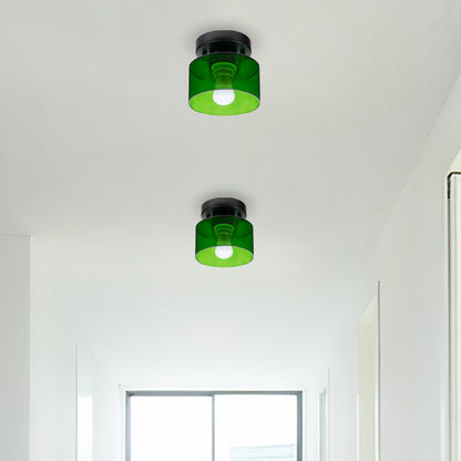 Flush Mount Glass Globe Light with E27 Socket for Entryway Kitchen and Bedroom Lighting