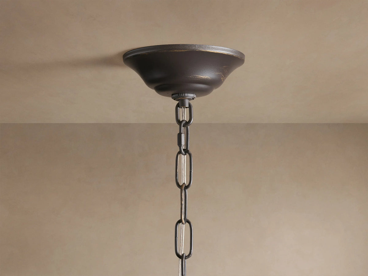 Ceramic Petal Chandelier with Leaf-Cluster Design 5-Light Fixture 42-Inch Round Dimmable Hanging Lamp for Dining Room & Entryway