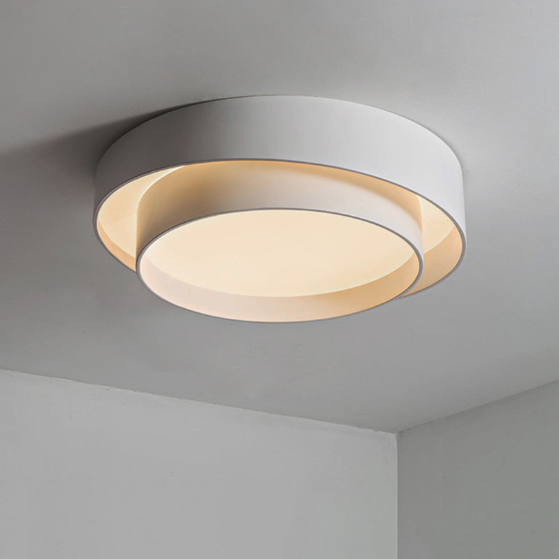 Round LED Ceiling Light 16-24 Inch White Metal Flush Mount Modern Dimmable Fixture for Bedroom Living Room Kitchen