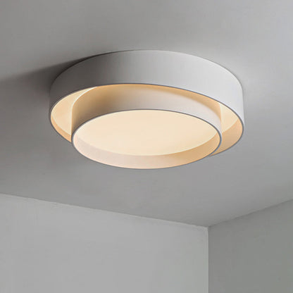 Round LED Ceiling Light 16-24 Inch White Metal Flush Mount Modern Dimmable Fixture for Bedroom Living Room Kitchen