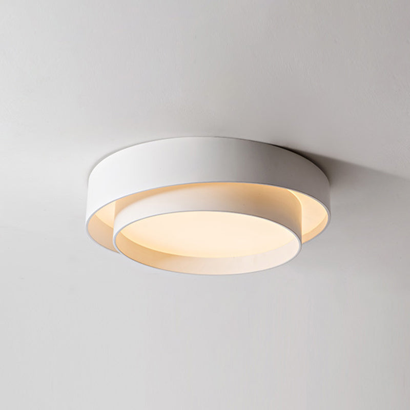 Round LED Ceiling Light 16-24 Inch White Metal Flush Mount Modern Dimmable Fixture for Bedroom Living Room Kitchen