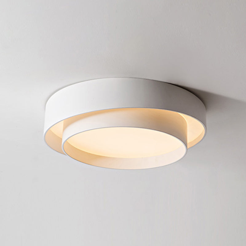 Round LED Ceiling Light 16-24 Inch White Metal Flush Mount Modern Dimmable Fixture for Bedroom Living Room Kitchen