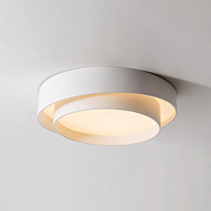 Round LED Ceiling Light 16-24 Inch White Metal Flush Mount Modern Dimmable Fixture for Bedroom Living Room Kitchen