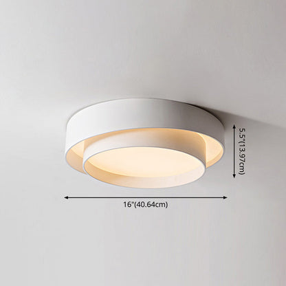 Round LED Ceiling Light 16-24 Inch White Metal Flush Mount Modern Dimmable Fixture for Bedroom Living Room Kitchen