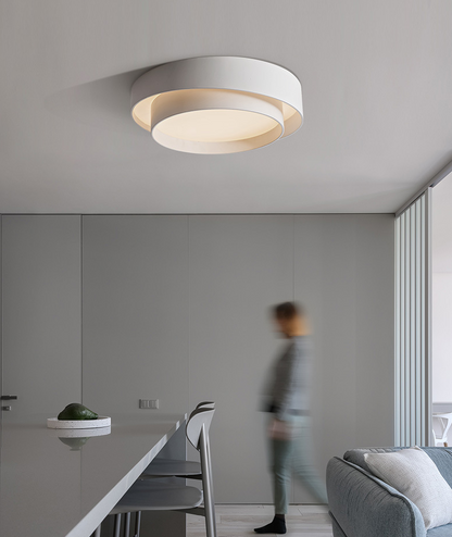 Round LED Ceiling Light 16-24 Inch White Metal Flush Mount Modern Dimmable Fixture for Bedroom Living Room Kitchen