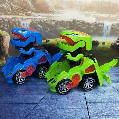 Transformable Dinosaur LED Car Toy with Remote Control for Interactive Learning