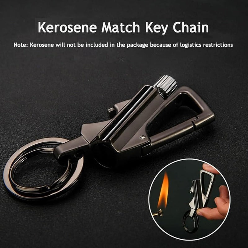 Refillable Fire Starter Keychain Bottle Opener Zinc Alloy 3.5 Inches Waterproof Windproof EDC Lighter Black Silver Gold for Camping Hiking S