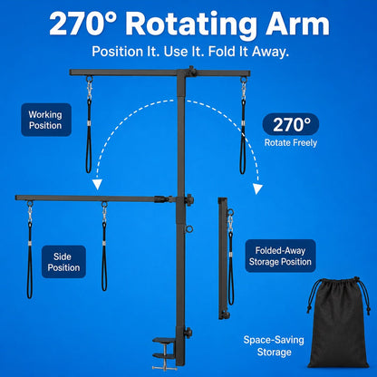 Ortekor Clamp-On Pet Grooming Arm for Bathing & Trimming, Foldable Dual Support Holder for Small & Medium Dogs