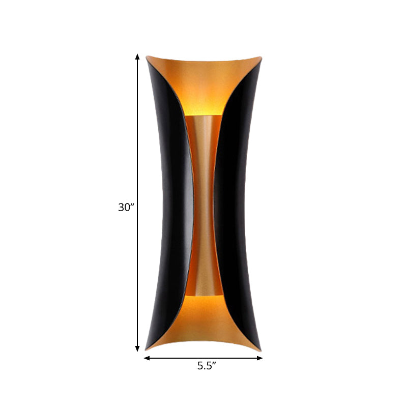 Double-Arm Spiral Wall Sconce Black Metal 2-Light Fixture 13/21/30 Inch Hardwired Indoor Accent Lighting for Hallway Bedroom Living Room