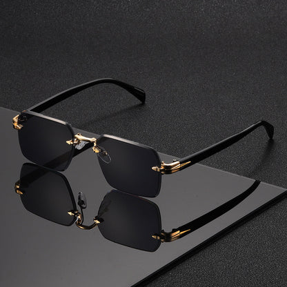 Rimless Square Eyeglasses for Men – Lightweight Metal Frame with Modern Minimalist Style