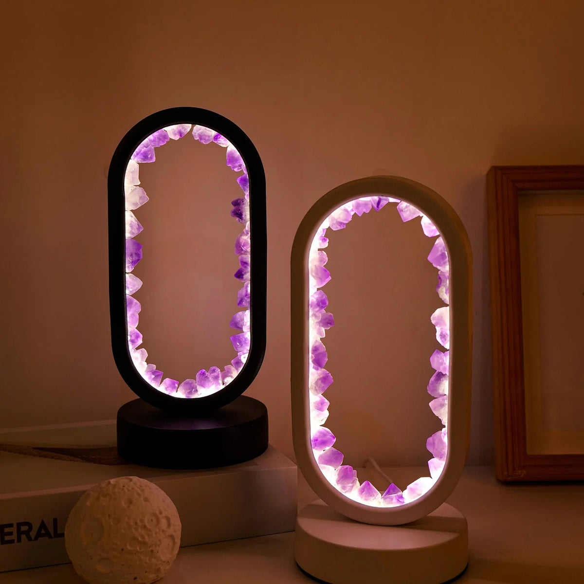 Amethyst Crystal Accent Lamp 8 Inch Purple Glow for Nightstands Meditation Rooms Yoga Spaces Handcrafted Gemstone Light E14 Socket 10W Max B