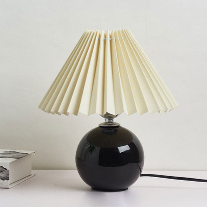 Ceramic Table Lamp with Fabric Shade – Modern Accent Lighting for Bedroom, Living Room & Home Office