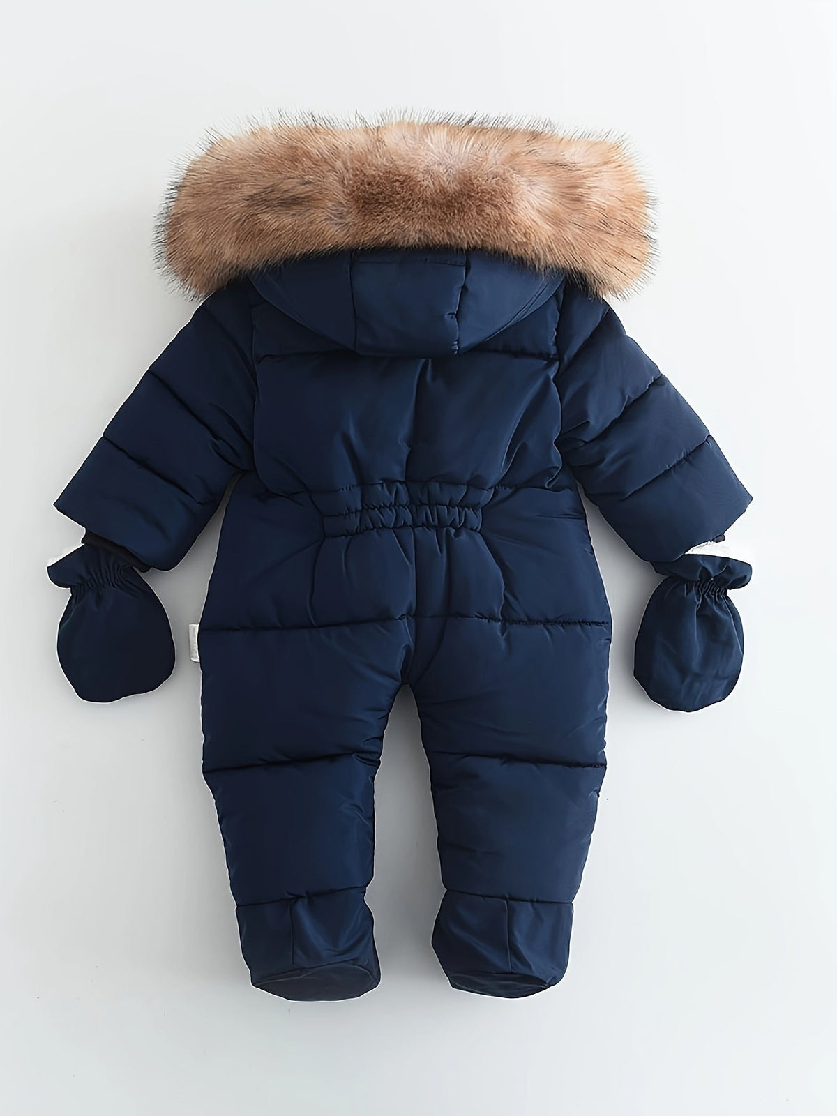 Hooded Infant Snowsuit with Quilted Insulation and Faux Fur Trim for Cold Weather Outdoor Adventures Baby Winter Bunting