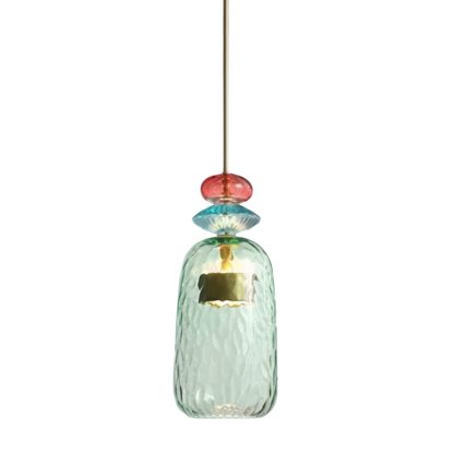 Colorful Glass Pendant Light – Modern Single-Bulb Ceiling Fixture for Dining Room, Kitchen & Bedroom