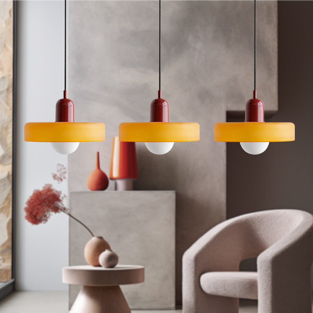 Glass Pendant Lamp 12 Inch Adjustable Height Ceiling Fixture for Bedrooms Nightstands Modern Minimalist Nordic Hanging Light E27 Socket for