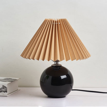 Ceramic Accent Lamp with Fabric Shade 11x9.5 in E26 Socket for Nightstand Desk Study Room Reading Light Modern Home Decor